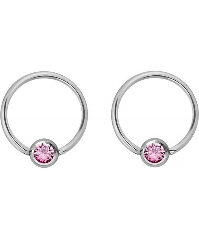 14g-20g Every-Day Surgical Steel Jeweled Ball Captive Bead Ring Body Piercing Hoops 16G - 8mm/Pink $7.50 Body Jewelry