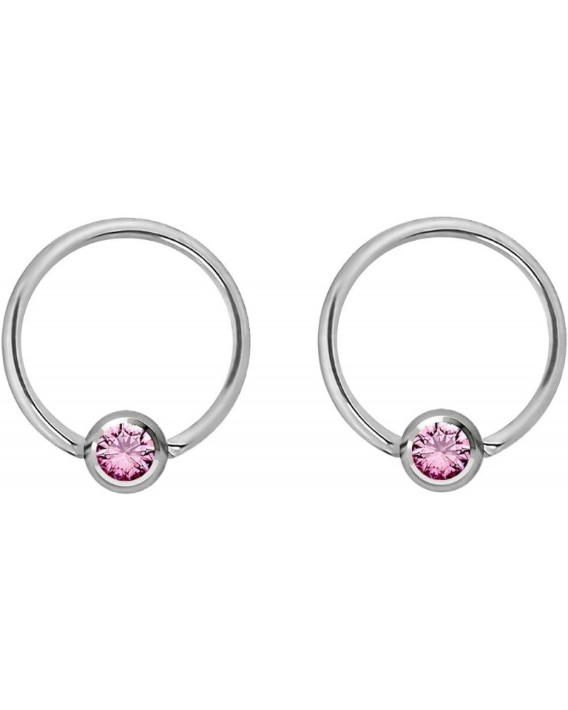 14g-20g Every-Day Surgical Steel Jeweled Ball Captive Bead Ring Body Piercing Hoops 16G - 8mm/Pink $7.50 Body Jewelry