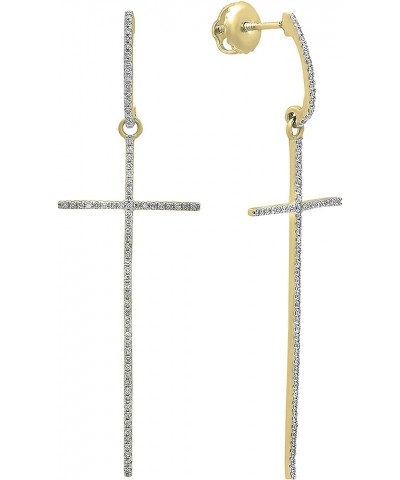 0.20 Carat (ctw) Round White Diamond Ladies Cross Shaped Dangling Drop Earrings 1/5 CT, Available in Metal 10K/14K/18K Gold S...