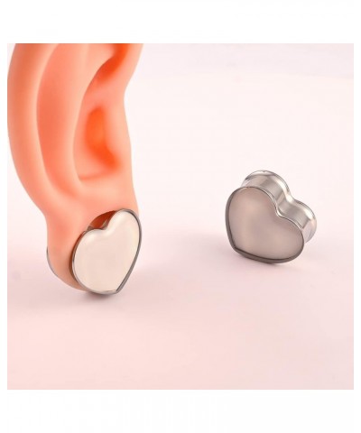 2PCS Heart Shape White Opal Hypoallergenic Stainless Steel Plugs Ear Gauges Tunnels Piercing Expander Stretchers Fashion Body...