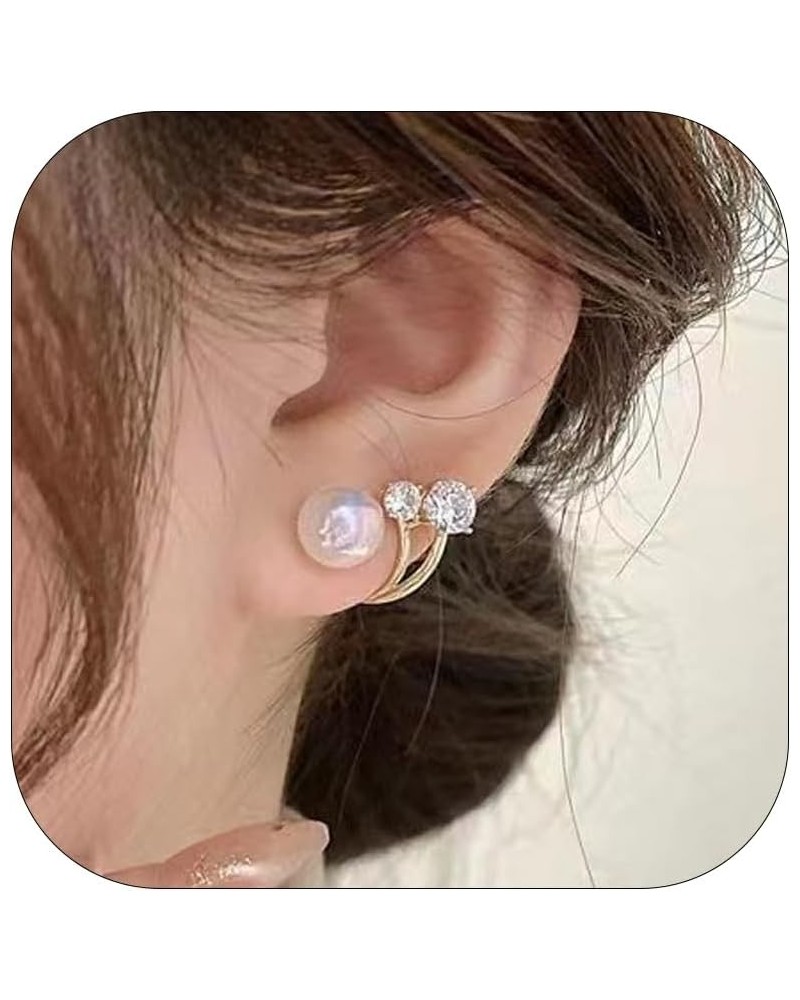 Pearl Earrings for Women Gold Pearl Stud Earrings Rhinestone Twisted Pearl Earrings for Teen Girls Pearl Earrings Silver $10....