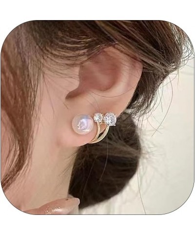 Pearl Earrings for Women Gold Pearl Stud Earrings Rhinestone Twisted Pearl Earrings for Teen Girls Pearl Earrings Silver $10....