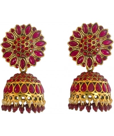 Jhumka/Jhumki Earings Drop Dangler Kundan Green Golden Colorful Ear rings For Women Girls Fashion Jewellery Pink $8.00 Earrings