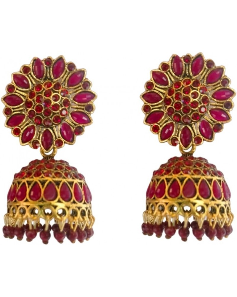 Jhumka/Jhumki Earings Drop Dangler Kundan Green Golden Colorful Ear rings For Women Girls Fashion Jewellery Pink $8.00 Earrings