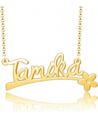 24k Gold Plated Flower Personalized Nameplate Custom Name Necklace Tamika $12.65 Necklaces