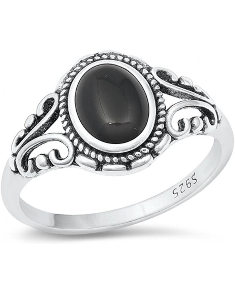 CHOOSE YOUR COLOR Sterling Silver Bali Fashion Ring Black (Simulated Onyx) $12.08 Rings