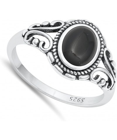 CHOOSE YOUR COLOR Sterling Silver Bali Fashion Ring Black (Simulated Onyx) $12.08 Rings