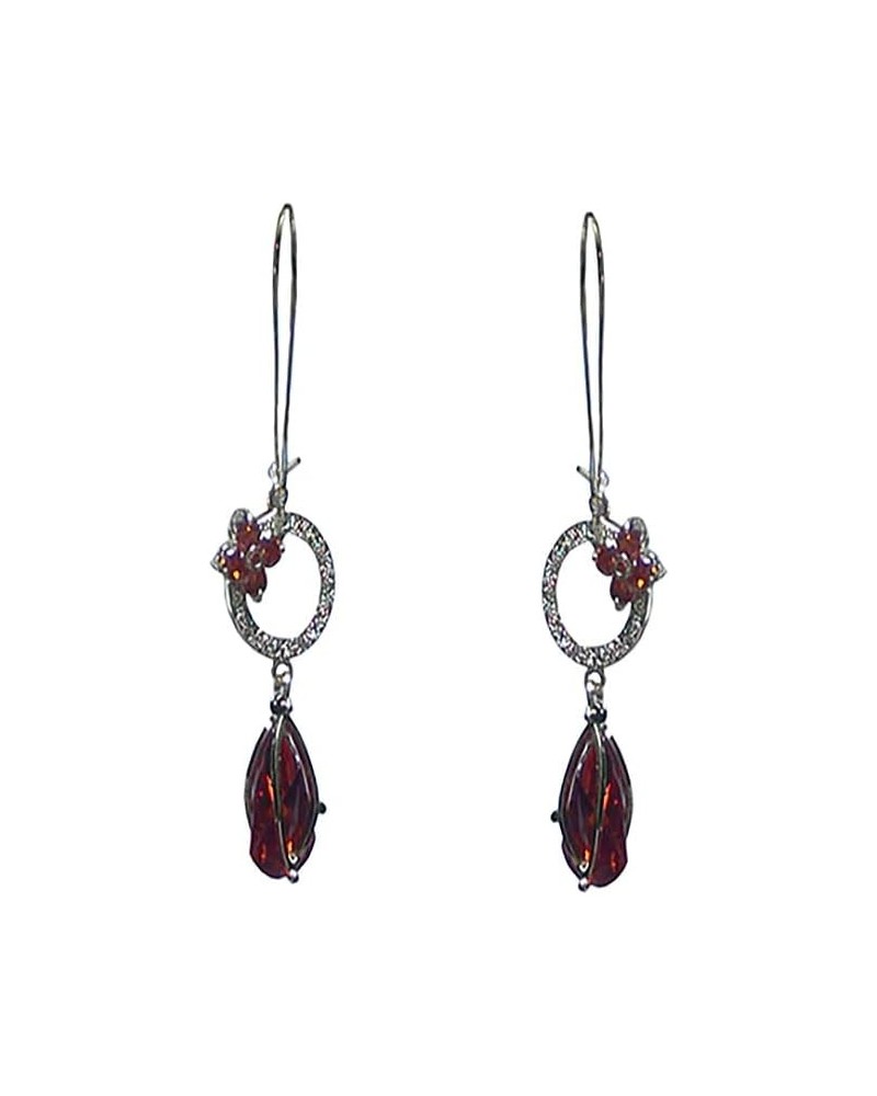 Dangle Earrings Red Gold Tone Crystal Earrings Wire Hook for Pierced Ears YX89010-1-2red deep red $8.99 Earrings