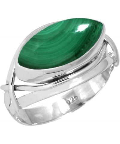 925 Sterling Silver Handmade Ring for Women 8x16 Marquoise Gemstone Fashion Jewelry for Gift (99106_R) Malachite $16.65 Rings