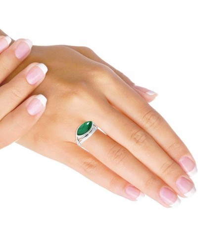 925 Sterling Silver Handmade Ring for Women 8x16 Marquoise Gemstone Fashion Jewelry for Gift (99106_R) Malachite $16.65 Rings