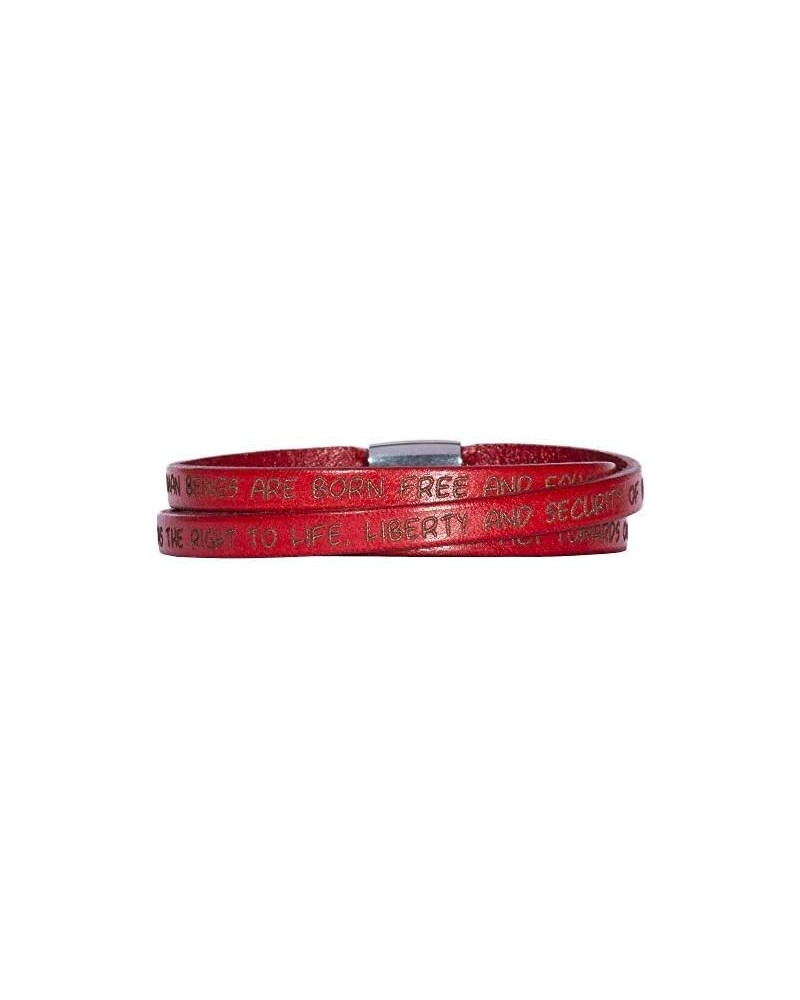 Human Rights Leather Bracelet BR1 Engraved Human Rights Red 60.0 Centimeters $21.60 Bracelets