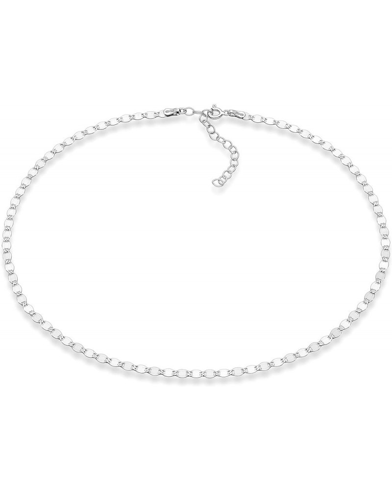 925 Sterling Silver Figaro, Beaded Singapore, Sparkle, Cuban Link Chain, Adjustable Choker Necklace for Women Made in Italy S...