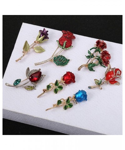 Rhinestone Rose Flower Brooches, Elegant Enamel Pin Sparkling Banquet Jewelry Gifts for Women, Girls, Ladies(G) D $4.07 Brooc...