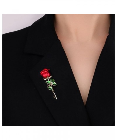 Rhinestone Rose Flower Brooches, Elegant Enamel Pin Sparkling Banquet Jewelry Gifts for Women, Girls, Ladies(G) D $4.07 Brooc...