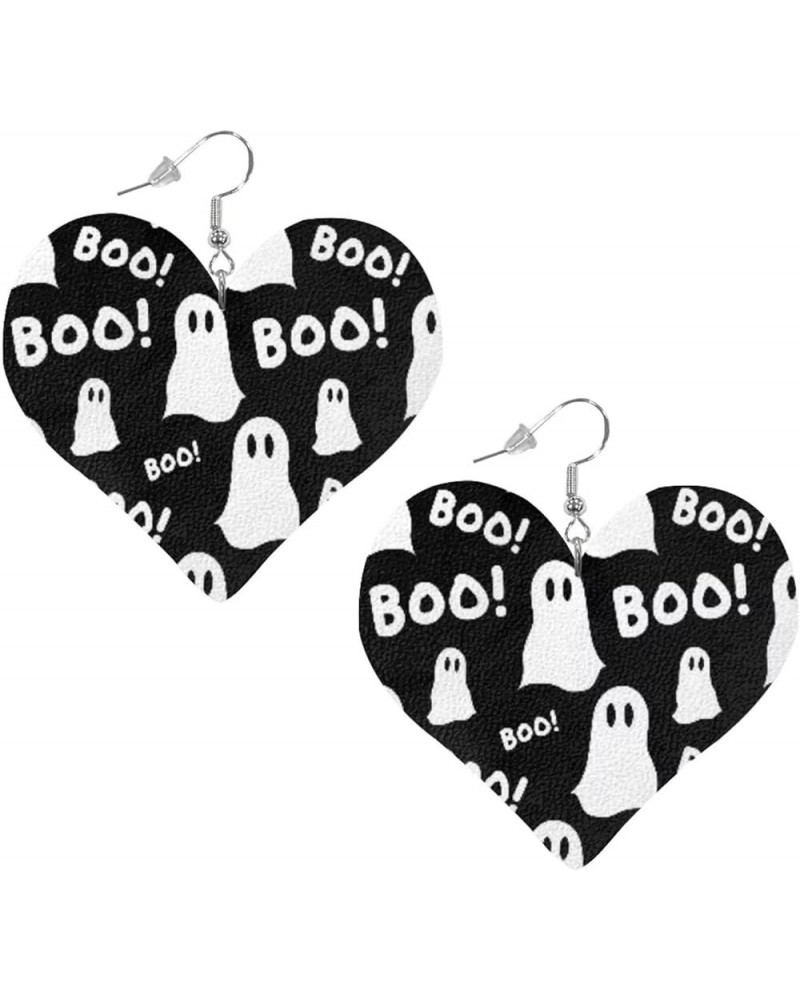 Earrings for Women Women's Drop Dangle Earrings Leather Earrings Heart Shape 1 Pair Halloween Cute Ghost Boo $9.59 Earrings