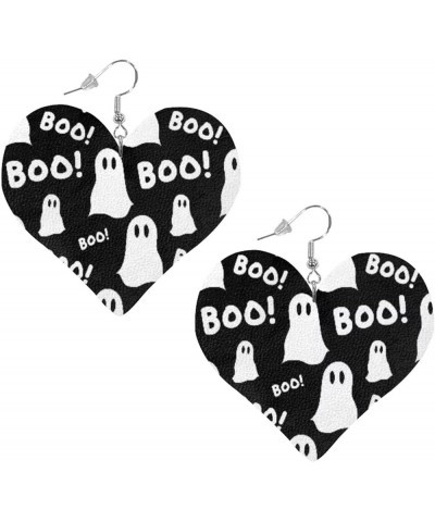 Earrings for Women Women's Drop Dangle Earrings Leather Earrings Heart Shape 1 Pair Halloween Cute Ghost Boo $9.59 Earrings