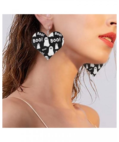 Earrings for Women Women's Drop Dangle Earrings Leather Earrings Heart Shape 1 Pair Halloween Cute Ghost Boo $9.59 Earrings