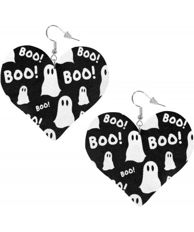 Earrings for Women Women's Drop Dangle Earrings Leather Earrings Heart Shape 1 Pair Halloween Cute Ghost Boo $9.59 Earrings