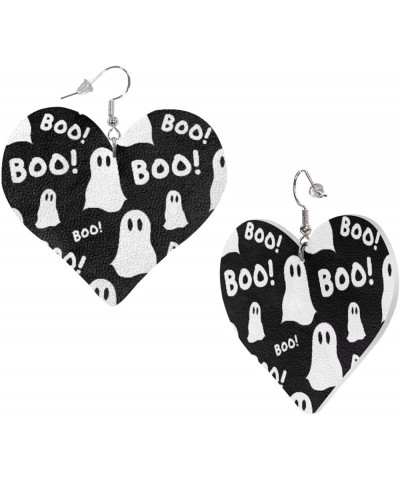 Earrings for Women Women's Drop Dangle Earrings Leather Earrings Heart Shape 1 Pair Halloween Cute Ghost Boo $9.59 Earrings