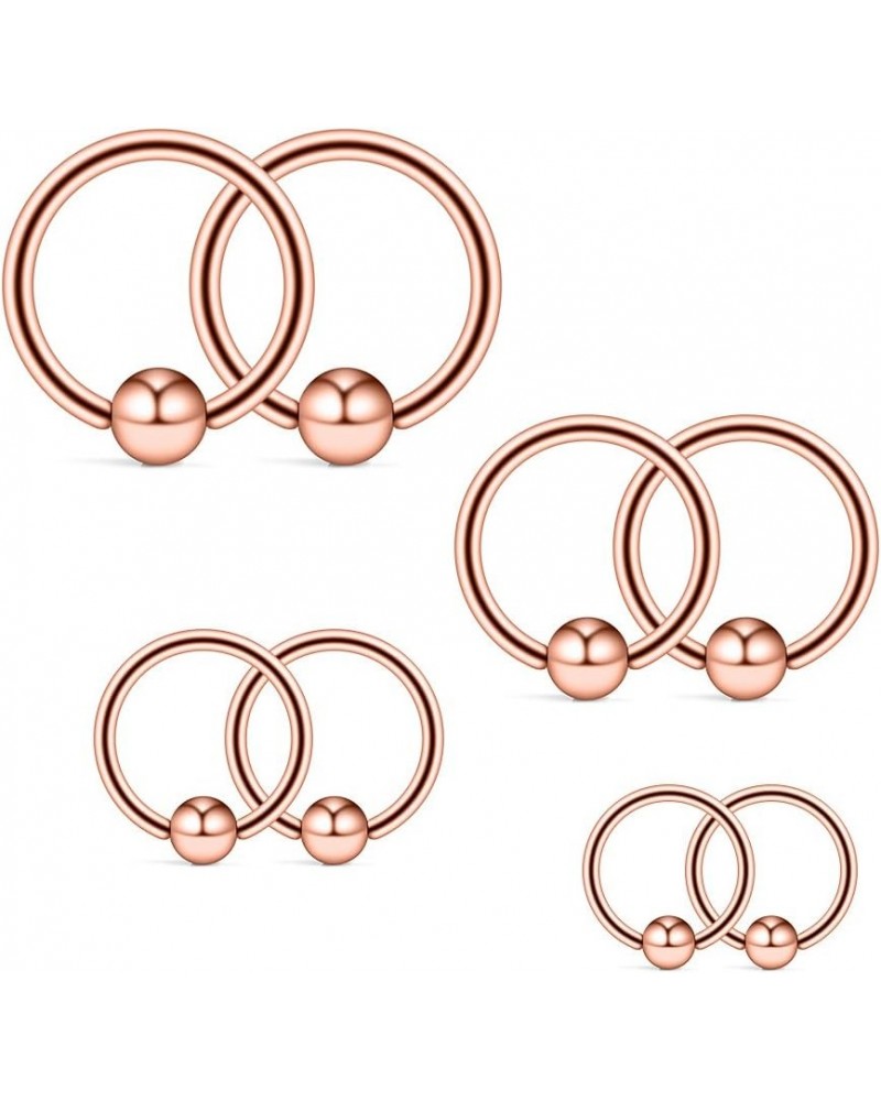 14G 316L Surgical Steel Captive Bead Ring PA Nipple Eyebrow Belly Tragus Cartilage Septum Piercing Jewelry 8PCS 8PCS - Rose G...