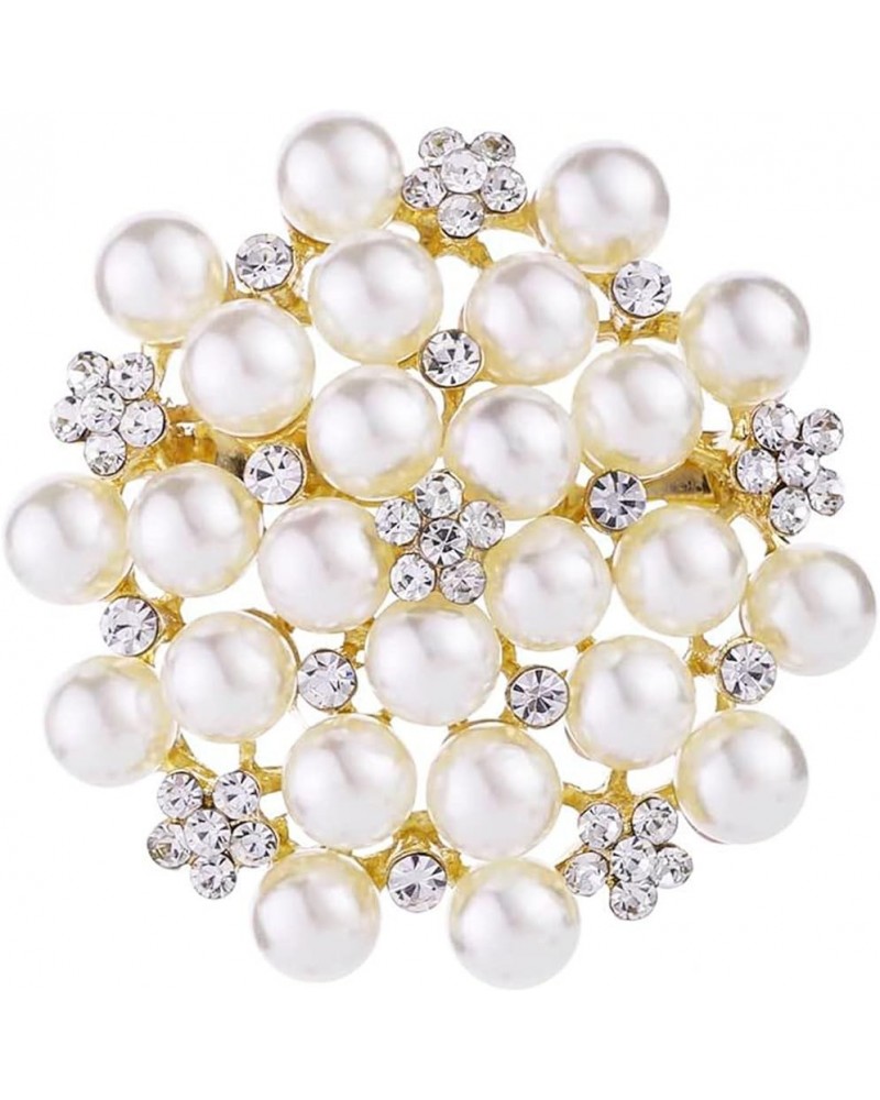 Fashion Elegant Pearl Crystal Snowflake Brooch Pin for Women Girls Wedding Soiree Party Jewelry Gold $5.93 Brooches & Pins