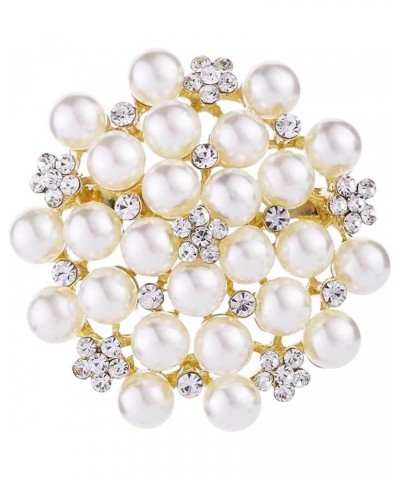 Fashion Elegant Pearl Crystal Snowflake Brooch Pin for Women Girls Wedding Soiree Party Jewelry Gold $5.93 Brooches & Pins