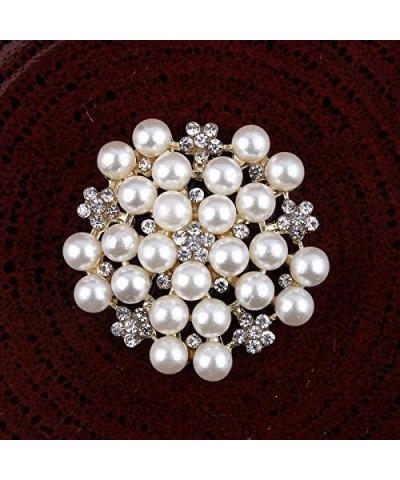 Fashion Elegant Pearl Crystal Snowflake Brooch Pin for Women Girls Wedding Soiree Party Jewelry Gold $5.93 Brooches & Pins