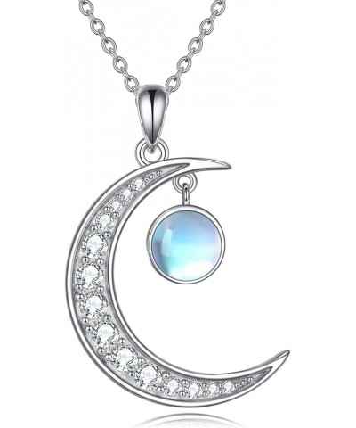 Moonstone Moon Necklace Sterling Silver Crescent Moon Pendant Necklace Jewelry Gifts for Women Teen Girls Moonstone moon neck...