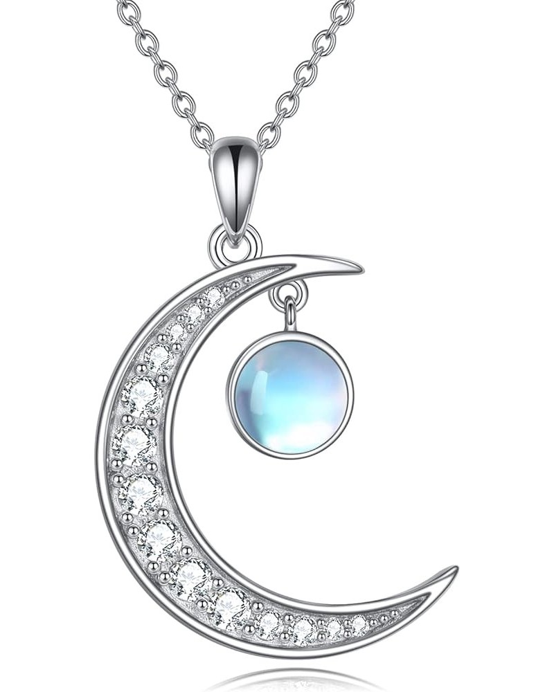 Moonstone Moon Necklace Sterling Silver Crescent Moon Pendant Necklace Jewelry Gifts for Women Teen Girls Moonstone moon neck...