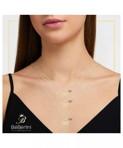 Butterfly Pendant 14K Gold Filled Rope Box Cuban Chain Necklace Set Lobster Clasp Fashion Cubic Zirconia Jewelry Gift CZ Char...