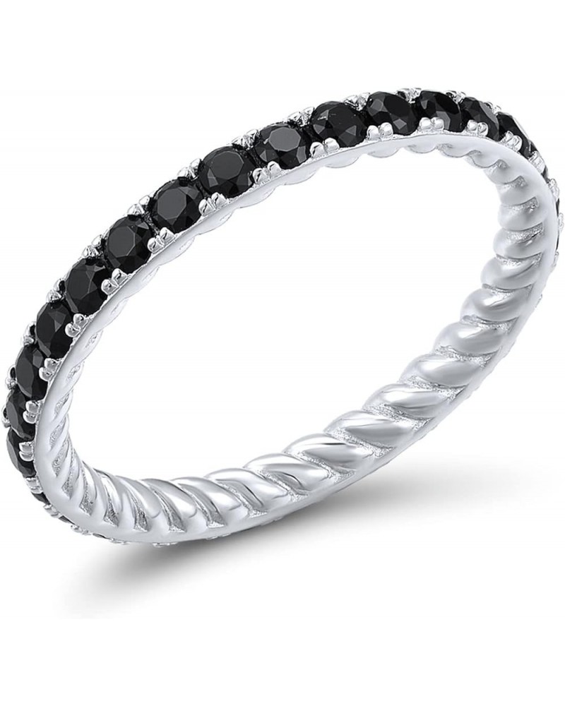 925 Sterling Silver Gemstone Stackable Ring Engagement Wedding Eternity Stacking Ring for Women Black Spinel $12.87 Rings