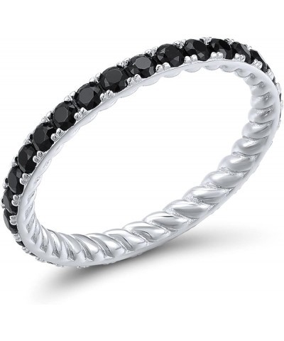 925 Sterling Silver Gemstone Stackable Ring Engagement Wedding Eternity Stacking Ring for Women Black Spinel $12.87 Rings