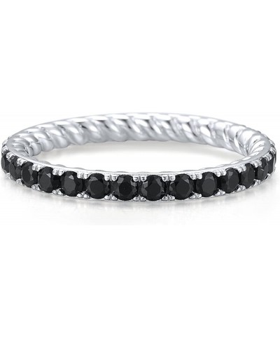 925 Sterling Silver Gemstone Stackable Ring Engagement Wedding Eternity Stacking Ring for Women Black Spinel $12.87 Rings