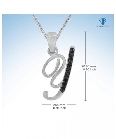 1/20 Carat Black Diamond Initial Letter Pendant Necklace for Women | Customizable .925 Sterling Silver A to Z Alphabet Monogr...