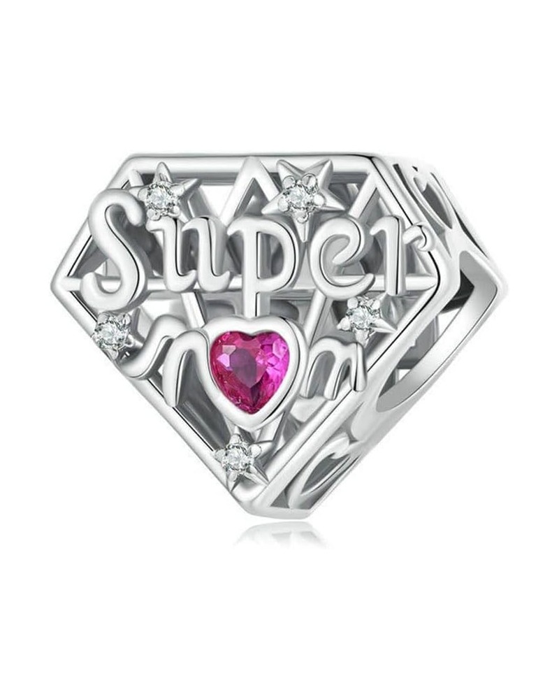 Grandma Charm 925 Sterling Silver Super Mom Family Charm Sister Charm Mother Charm Father Charm Love Charm for Pandora Charm ...