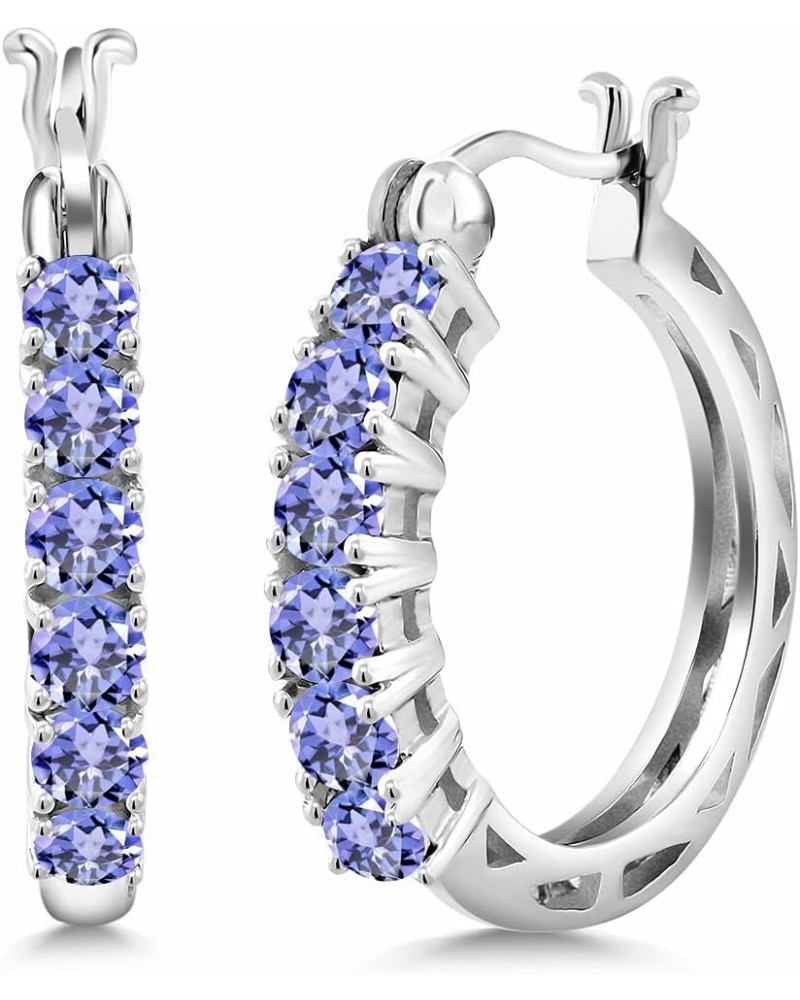 925 Sterling Silver Round Blue Tanzanite Hoop Earrings For Women (1.80 Cttw, 22MM - 0.85 Inches Diameter) $32.55 Earrings