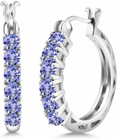 925 Sterling Silver Round Blue Tanzanite Hoop Earrings For Women (1.80 Cttw, 22MM - 0.85 Inches Diameter) $32.55 Earrings