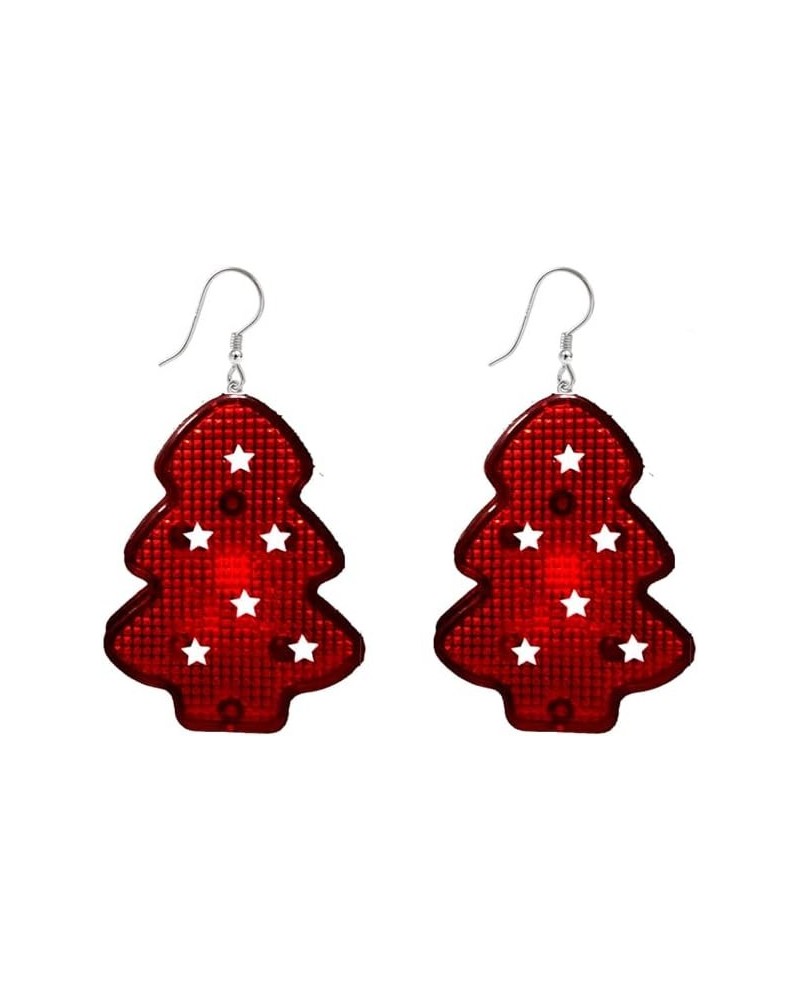 LED Lights Christmas Tree Dangle Drop Earrings for Women Girls Light Up Snowflake Hook Earrings Hoops Studs Statement Xmas Ho...