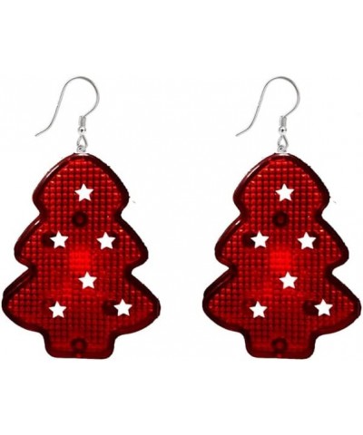 LED Lights Christmas Tree Dangle Drop Earrings for Women Girls Light Up Snowflake Hook Earrings Hoops Studs Statement Xmas Ho...