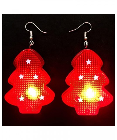 LED Lights Christmas Tree Dangle Drop Earrings for Women Girls Light Up Snowflake Hook Earrings Hoops Studs Statement Xmas Ho...