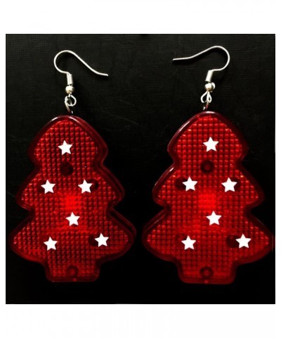 LED Lights Christmas Tree Dangle Drop Earrings for Women Girls Light Up Snowflake Hook Earrings Hoops Studs Statement Xmas Ho...