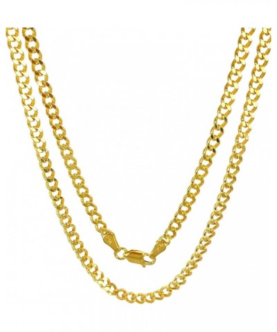 14K Real Gold Cuban Link Chain - 1.9mm 2.15mm 2.9mm 3.8mm 4.75mm Diamond Cut Concave Cuban Curb Chain Pendant Necklace For Me...