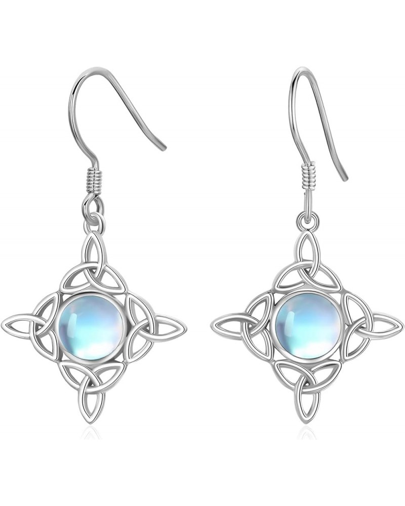 Celtic Knot Earrings 925 Sterling Silver Hypoallergenic Earrings Celtic Dangle Earrings Moonstone Abalone Shell Jewelry Irish...