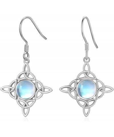 Celtic Knot Earrings 925 Sterling Silver Hypoallergenic Earrings Celtic Dangle Earrings Moonstone Abalone Shell Jewelry Irish...