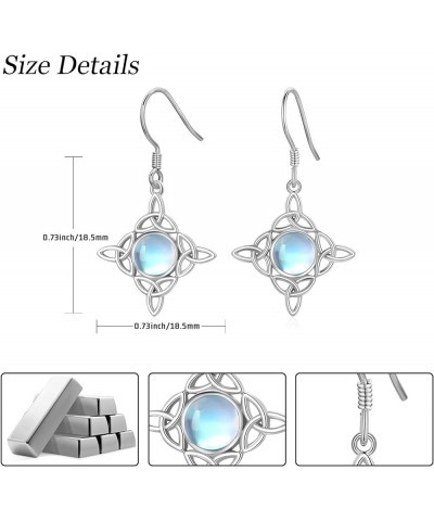 Celtic Knot Earrings 925 Sterling Silver Hypoallergenic Earrings Celtic Dangle Earrings Moonstone Abalone Shell Jewelry Irish...