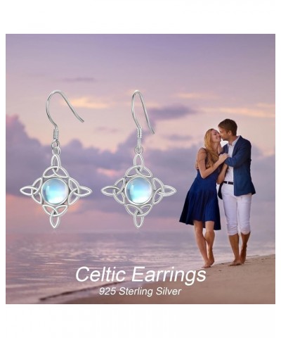 Celtic Knot Earrings 925 Sterling Silver Hypoallergenic Earrings Celtic Dangle Earrings Moonstone Abalone Shell Jewelry Irish...