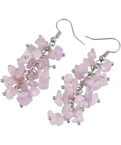 Natural Tumbled Stones Earrings for Women, Reiki Healing Crystal Long Dangle Hook Eardrop 6-Pink $10.69 Earrings