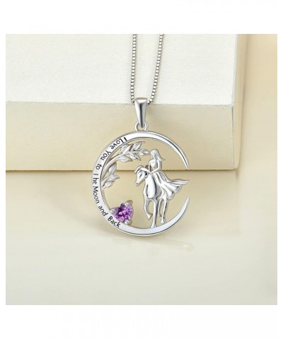 Horse Necklace for Women 925 Sterling Silver Moon Pendant 18k White Gold Plated Animal Jewelry 02-amethyst-Feb $31.95 Necklaces