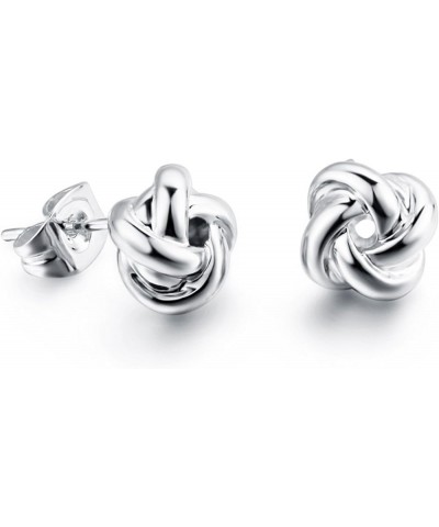 Womens Love Knot Stud Earrings Twisted Ear Studs Piercing Earrings Two Tone 18K Rose Gold Fashion Jewelry White gold $9.53 Ea...