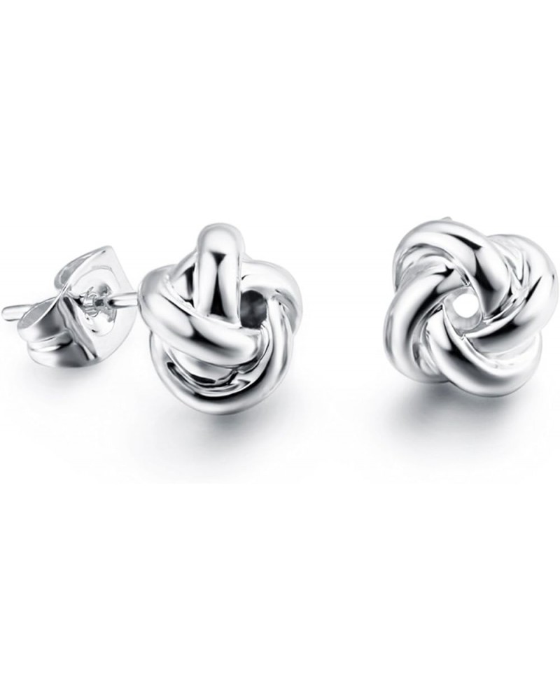 Womens Love Knot Stud Earrings Twisted Ear Studs Piercing Earrings Two Tone 18K Rose Gold Fashion Jewelry White gold $9.53 Ea...